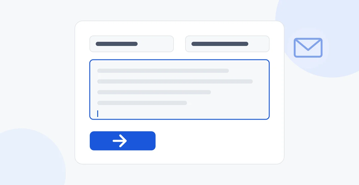 Name, email and a short note A contact form with name, email and message fields filled in and a send button.
